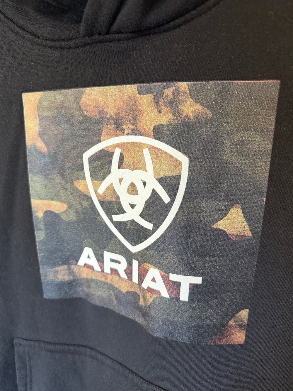 Ariat Black Hoodie with Camo Square Logo - Picture 2 of 4